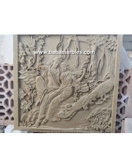 Jodhpur Sandstone Radha Krishn CNC Stone Engraving