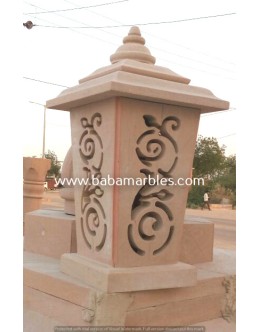 Jodhpur Sandstone Pink White Red Natural Stone Lamp 2527